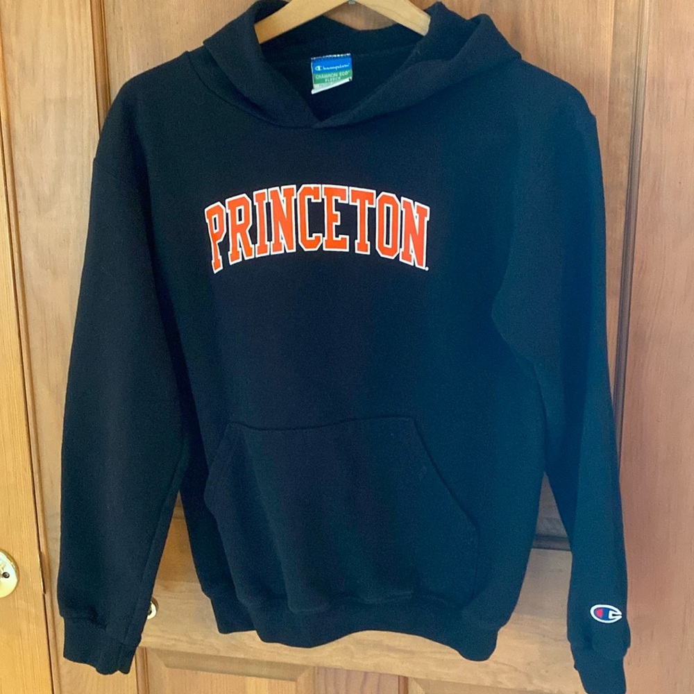 Vintage Princeton Champion Eco Fleece Black Hoodie Youth XL